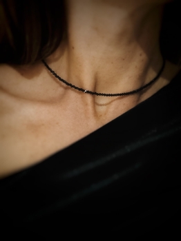Choker Turmalin z czarnych kamieni naturalnych 