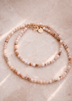 Choker z kamieni Pink Sands, różowy opal,  srebro 925 