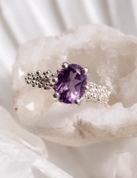 Pierścionek Purple z fioletowym ametystem srebro 925